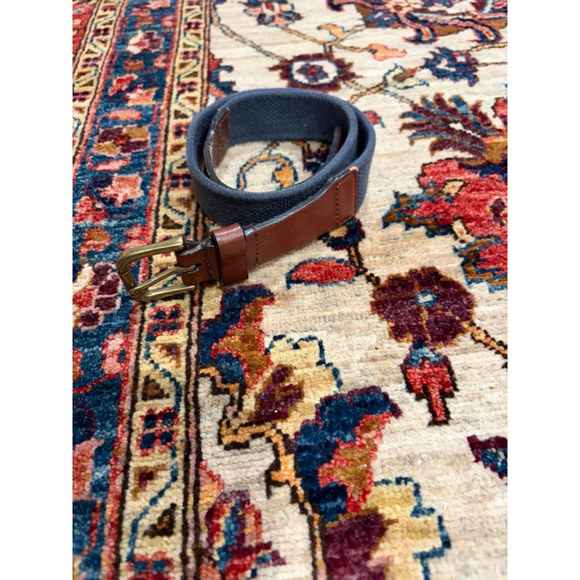 Polo Ralph Lauren Blue Canvas Leather Belt Brass Buckle Size 26 main image 7